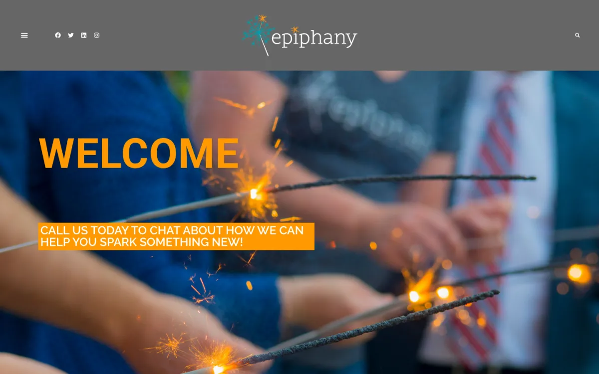 Epiphany Marketing homepage, captured September 28, 2026